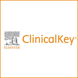 Orange background with white text ClinicalKey