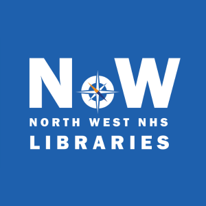 Blue background with white text "NoW North West NHS Libraries"