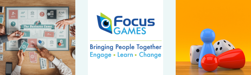 3 images 1) Board Game 2) Focus Games Logo 3) Two ice and two counters