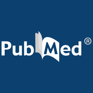 Dark blue background with white text PubMed