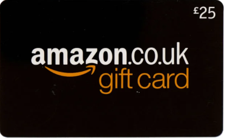 Image is of an Amazon Gift Card for &pound;25.