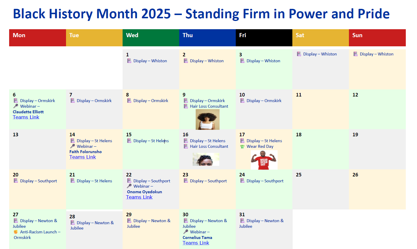 MWI Black History Month 2025 Calendar filled with events