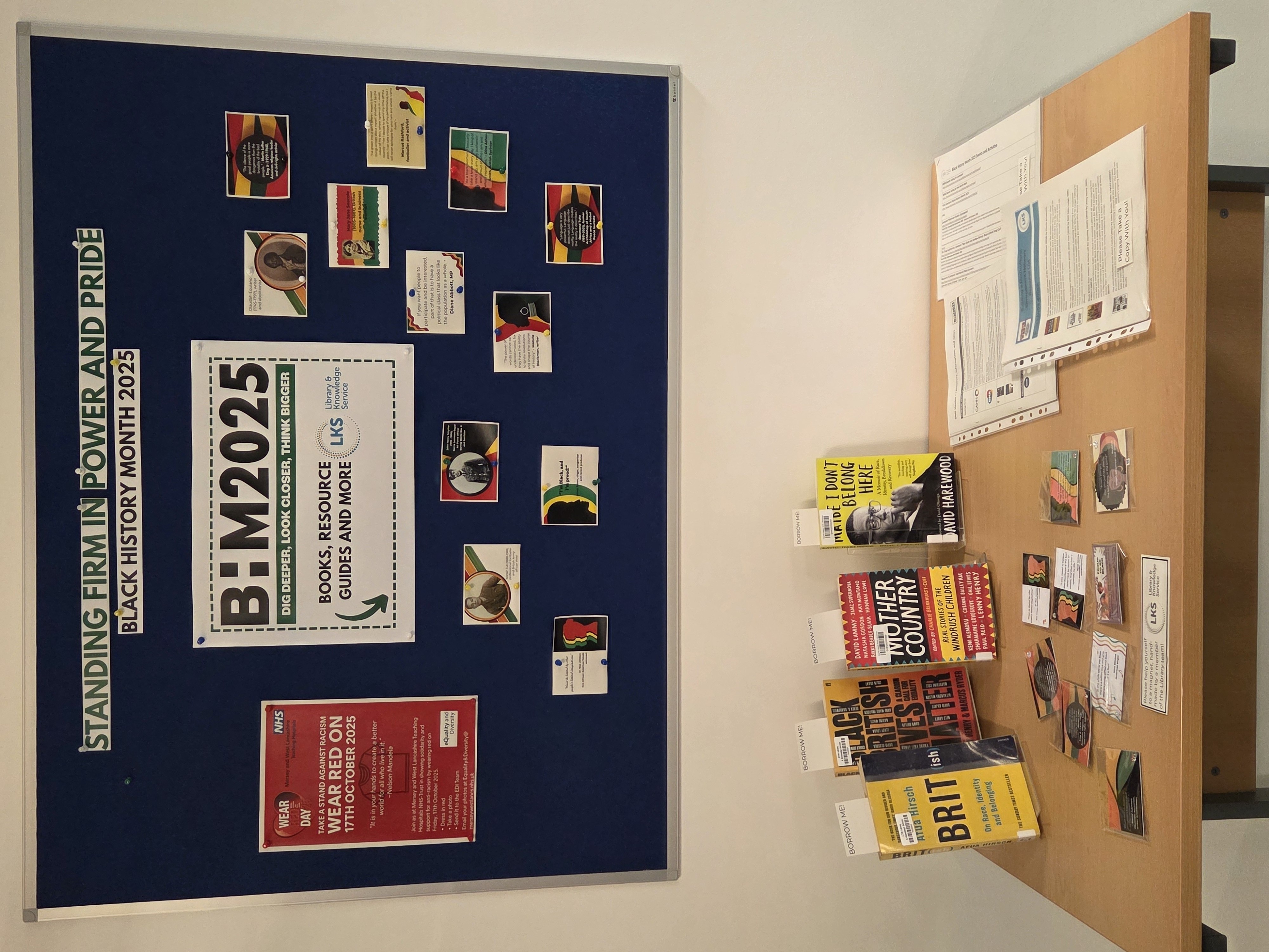 Image of a display table in the library for Black History Month