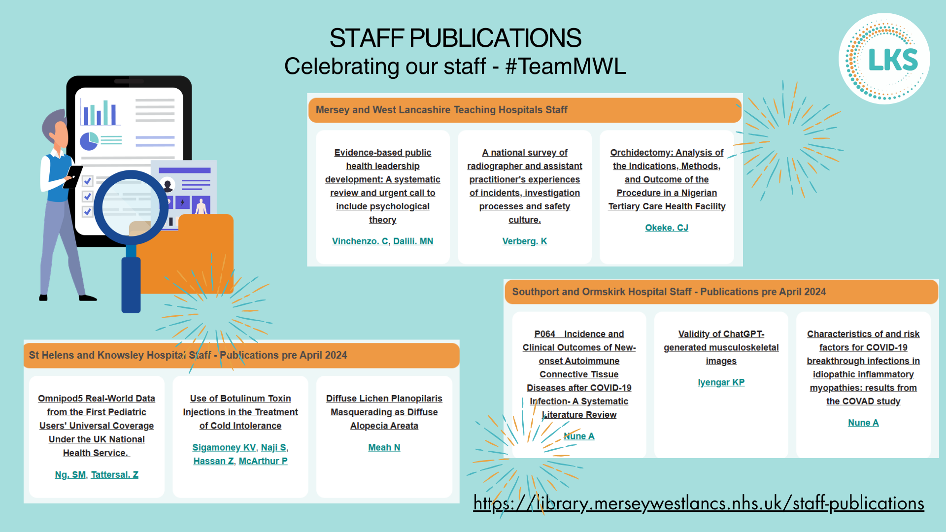 Image has the graphic of a man stood next to an oversized mobile, folder and magnifying glass. 