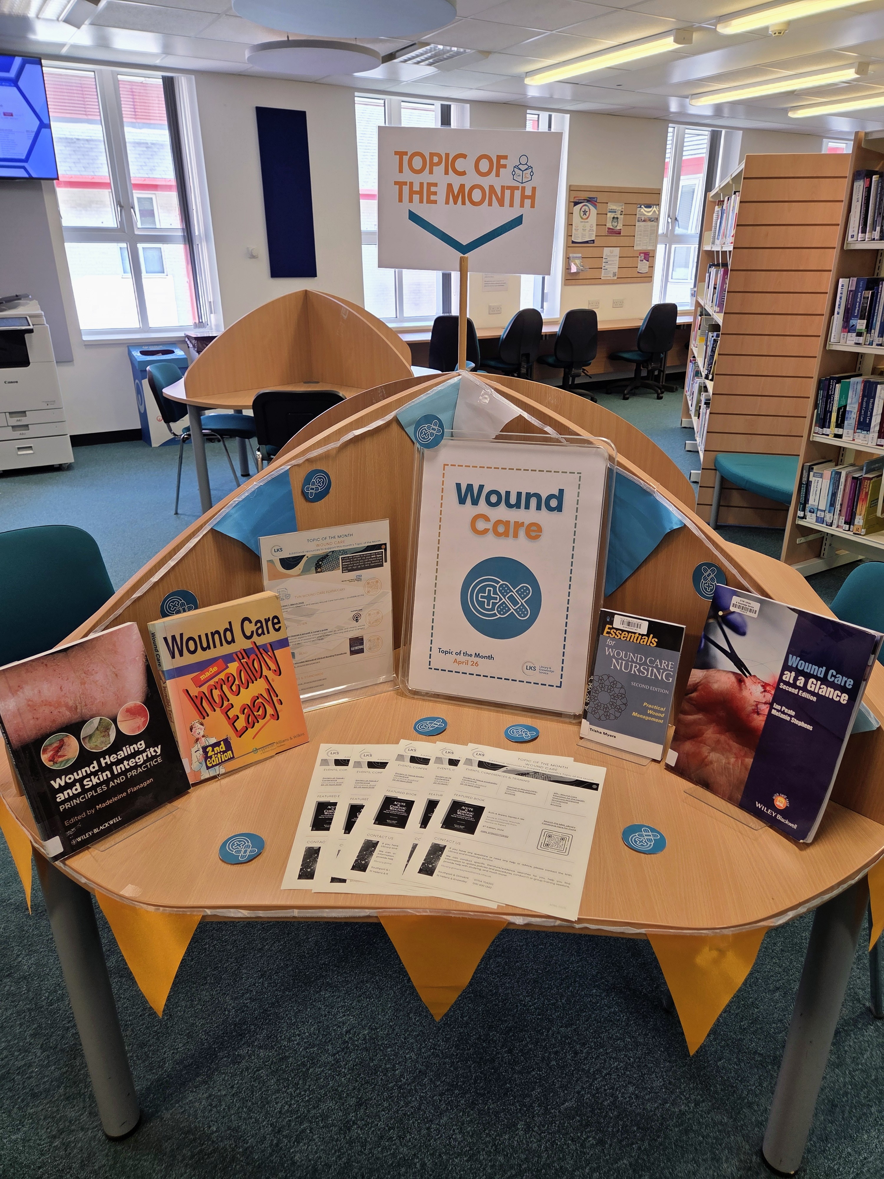 Topic of the Month Display at Whiston Hospital Library