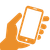 Icon of a hand holding a mobile phone